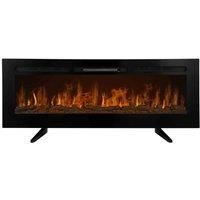 Electric Inset Fireplace Wall Mounted LED Free Standing 60" Black