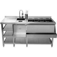 Deluxe Cocktail Bar Station Stainless Steel Insulated Ice Well Sink Glass Rinser