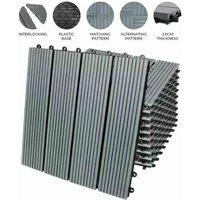 66 x WPC Decking Tiles Grey Terrace Decking Wood Plastic Composite DIY