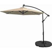 Monstershop Monstorshop Beige 3m LED Cantilever Parasol With Fan Base