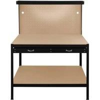 Black Workbench Pegboard Drawer Light Tool Garage Heavy Duty Steel Workshop DIY