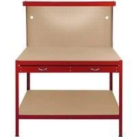 Red Workbench Pegboard Drawer Light Tool Garage Heavy Duty Steel Workshop DIY