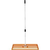 Lawn Leveller 100cm Levelling Rake Lute Steel 2m Extendable Handle Green Orange