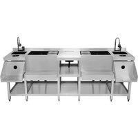 Cocktail Bar Station Compact Twin Steel Insulated Ice Well Sink Glass Rinser