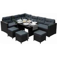 Jardi Rattan Corner Sofa Set - Black