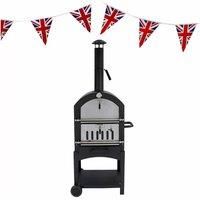Outdoor Pizza Oven Portable Charcoal BBQ Smoker Cooker & Union Jack Flag Bunting