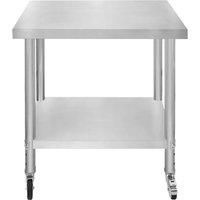 Catering Work Bench Table Stainless Steel Food Prep Kitchen Mobile 76cm x 45cm