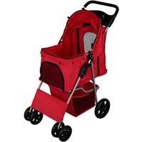 Pet Stroller Pushchair & Caddy Bag Carrier Foldable Travel Cart Canopy Cat Dog