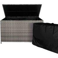 Rattan Garden Storage Box Large 138cm Cushion Chest 582L Outdoor Patio