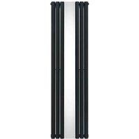 Oval Panel Mirror Radiator & Chrome Valves Vertical Designer Grey White Black