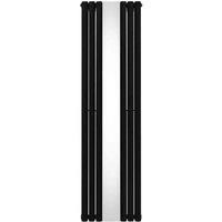 Oval Panel Mirror Radiator & Chrome Valves Designer Vertical Grey White Black