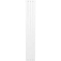Oval Column Radiator 1600mm x 240mm Modern Designer Double Panel Central Heating Heater Gloss White Carbon Steel Vertical Kitchen Living Room Bathroom Free Cleaning Brush Fixing Kit & Brackets