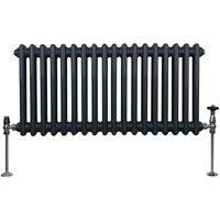 Traditional 2 Column Radiator 300mm x 832mm Modern Central Heating Heater Matt Anthracite Grey Carbon Steel Horizontal Wall Mounted Kitchen Living Room Bathroom Cleaning Brush Fixing Kit & Brackets