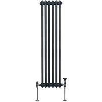Traditional 2 Column Radiator 1500mm x 292mm Modern Central Heating Heater Matt Anthracite Grey Carbon Steel Vertical Wall Mounted Kitchen Living Room Bathroom Cleaning Brush Fixing Kit & Brackets