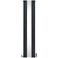 Oval Panel Mirror Radiator & Chrome Valves Vertical Designer Grey White Black