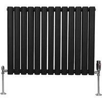 Monster Shop Oval Column Radiator & Valves - 600Mm X 780Mm - Black, Black