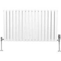 Monster Shop Oval Column Radiator & Valves - 600Mm X 1020Mm - White, White