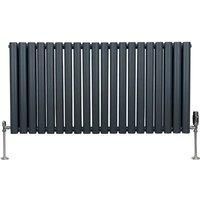 Monster Shop Oval Column Radiator & Valves - 600Mm X 1200Mm - Anthracite Grey, Grey
