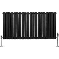 Monster Shop Oval Column Radiator & Valves - 600Mm X 1200Mm - Black, Black