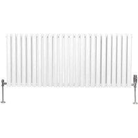 Monster Shop Oval Column Radiator & Valves - 600Mm X 1440Mm - White, White