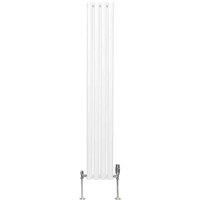 Monster Shop Oval Column Radiator & Valves - 1600Mm X 240Mm - White, White