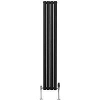 Monster Shop Oval Column Radiator & Valves - 1600mm x 240mm – Black