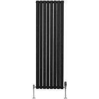Monstershop Oval Column Radiator & Valves - 1600Mm X 480Mm - Black