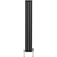 Monster Shop Oval Column Radiator & Valves - 1800Mm X 240Mm - Black, Black
