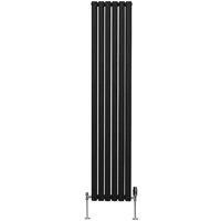 Monster Shop Oval Column Radiator & Valves - 1800Mm X 360Mm - Black, Black
