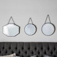 Haines Scatter Set Of 3 Chain Hung Classic Geometric Frame Trio of Wall Mirrors