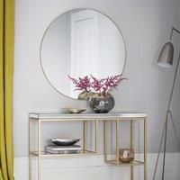 Hayle Large Round Champagne Metal Frame Sleek Wall Mirror 39.5" / 100cm Diameter