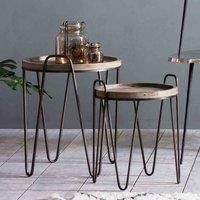 Gallery Direct Nuffield Nest of 2 Tables, Hairpin Leg, Natural Wooden Top