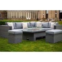9-Seater Rattan Garden Furniture Set With Fire Pit Table And Cover!