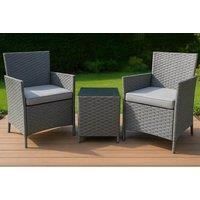 Garden Furniture Rattan Acorn Two-seater Bistro Balcony set in grey