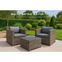 Oseasons Cumberland KD Rattan 2 Seat Tea for Two Set in Black