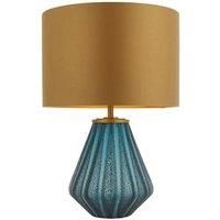 Courmayeur Table Lamp Turquoise Tinted Glass & Gold Satin Fabric