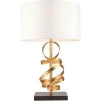 Sanremo Table Lamp Gold Leaf With Ivory Cotton And Black Marble