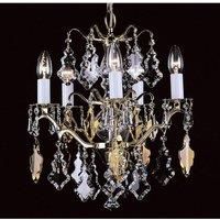 Impex Louvre Polished Brass Crystal 5 Arm Chandelier
