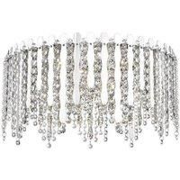 Impex Belize 6 Light LED Flush Ceiling Light Chrome Crystal Ceiling Light