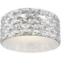 Impex Aruba 4 Light LED Flush Ceiling Light Chrome Crystal Ceiling Light