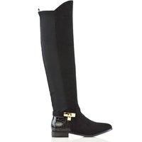 'Bella' Flat Elasticated Over The Knee Boots With Zip Fastening