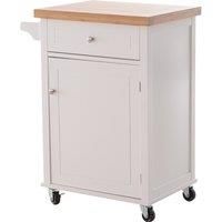 HOMCOM Kitchen Cart Storage Trolley Wooden Cabinet with Drawer Cupboard Towel Rail White