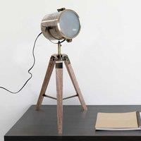 HOMCOM Vintage Tripod Table Desk Lamp Bedside Light Spotlight Brass Antique Searchlight Wooden Base