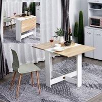 HOMCOM Particle Board Wooden Folding Dining Table Writing Computer Desk PC Workstation Space Saving Home Office Oak & White
