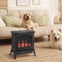 Electric Stove Fireplace Log Burning Flame Effect Heater Freestanding 1.8kW