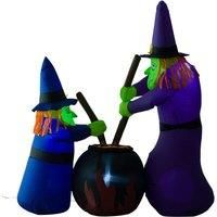 HOMCOM Next Day Delivery 1.8H m Inflatable Witches Decoration, Polyester