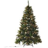 HOMCOM 1.8m Prelit Christmas Tree Artificial Tree, Metal Stand-Green