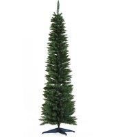 HOMCOM 2.1m 7ft Artificial Pine Pencil Slim Christmas Tree with 499 Branch Tips Xmas Holiday Décor with Stand