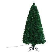 HOMCOM 5FT Green Fibre Optic Christmas Tree Pre-Lit Fibre Optic Artificial Christmas Tree Multi-Colour