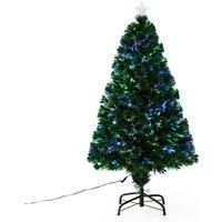 HOMCOM Pre-Lit Fibre Optic Artificial Christmas Tree Holiday Xmas Décor with Tree Topper Multi-Colour (4ft 120cm)